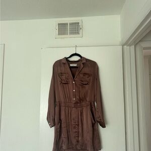 Amanda Uprichard Satin Dress in Warm Taupe